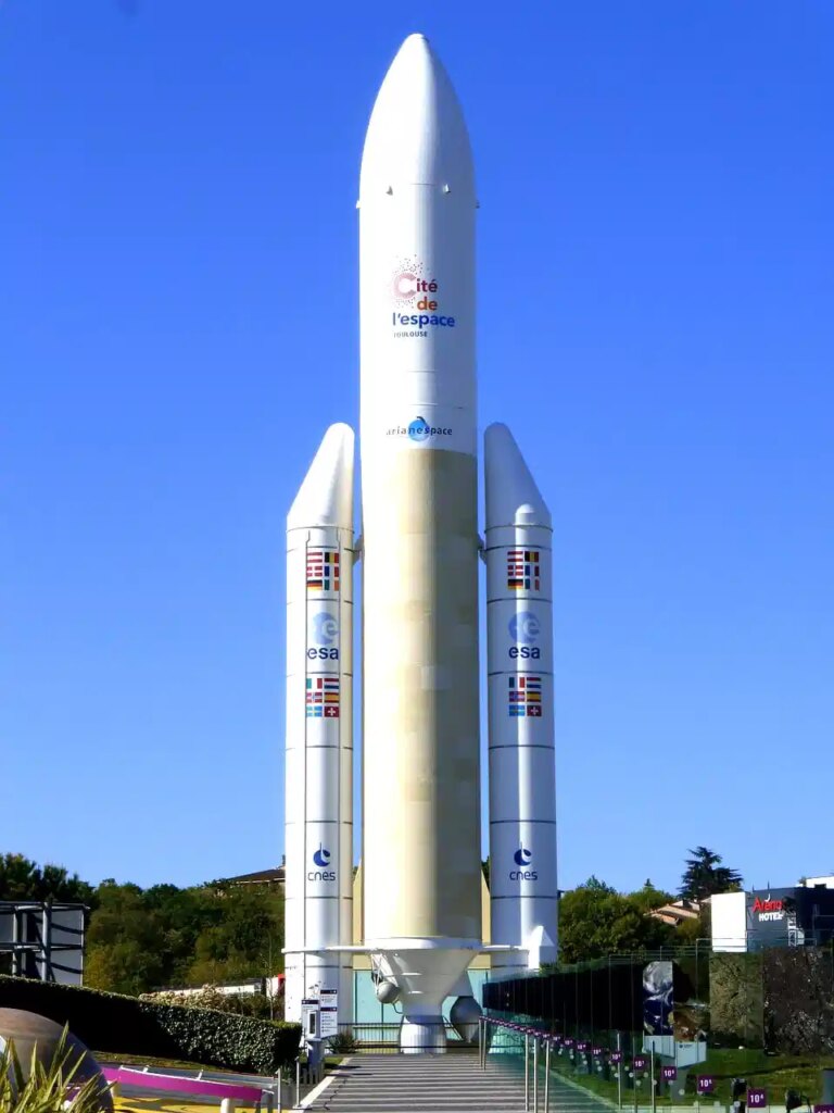 Ariane 5 rocket replica at the Cité de l’Espace in Toulouse, France