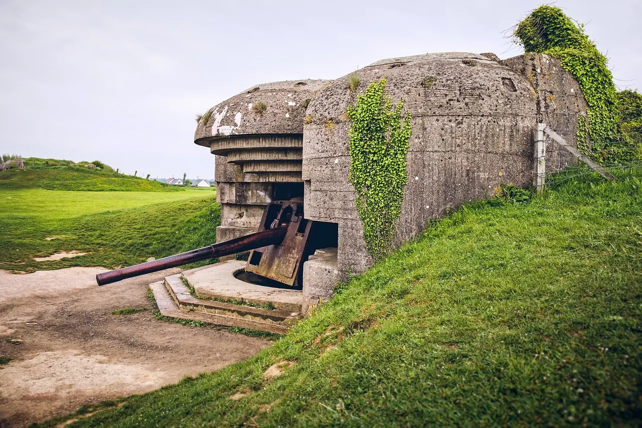 German World War II bunker at Longues-sur-Mer battery, Normandy landing beaches