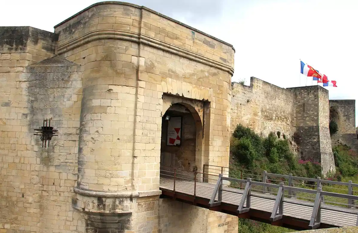 Historic gateway and bridge leading into Caen Castle, Normandy