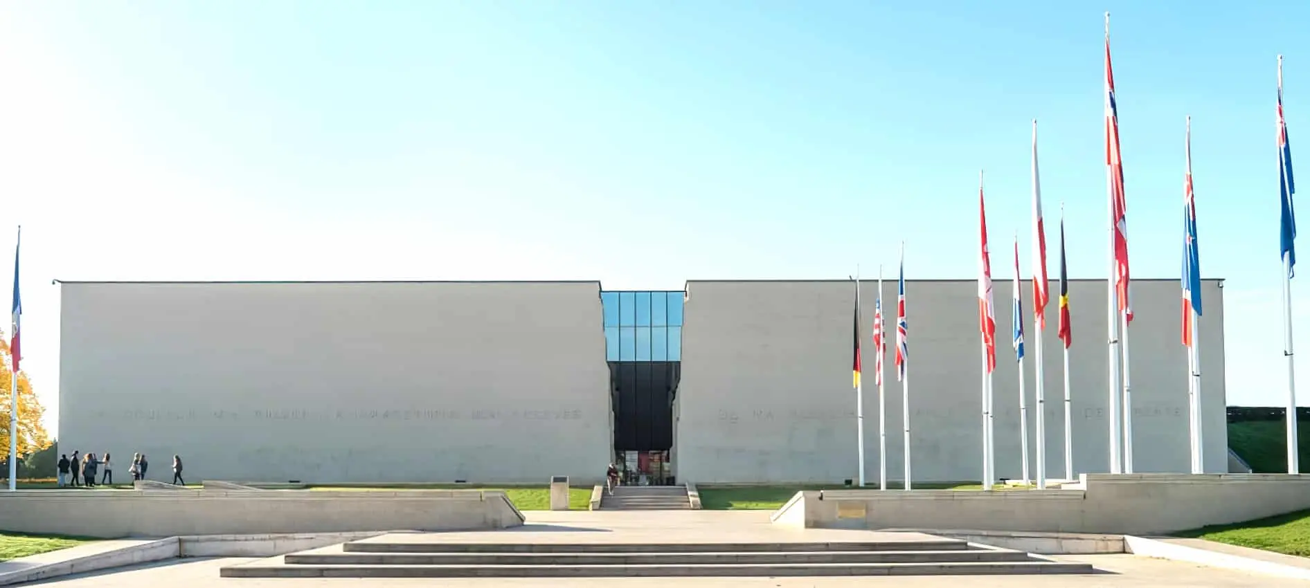 Main entrance of the Caen Memorial Museum, a key cultural site in Normandy, France