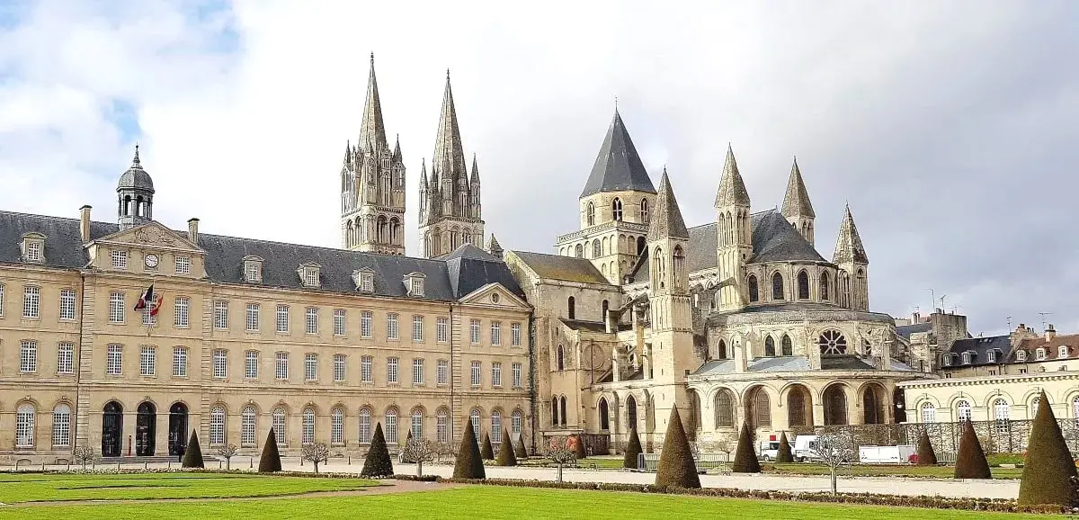 The historic Abbaye aux Hommes in Caen, an architectural landmark of Normandy and a must-see for French learners