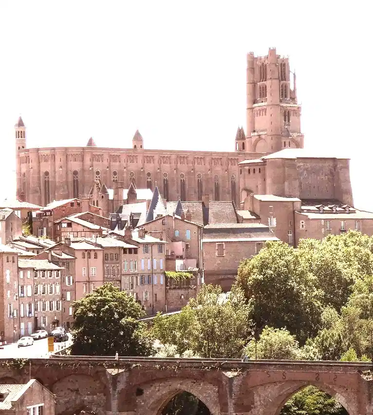 View of Albi's Sainte-Cécile Cathedral near Toulouse, France – a must-see UNESCO site for French immersion students exploring the Occitanie region.