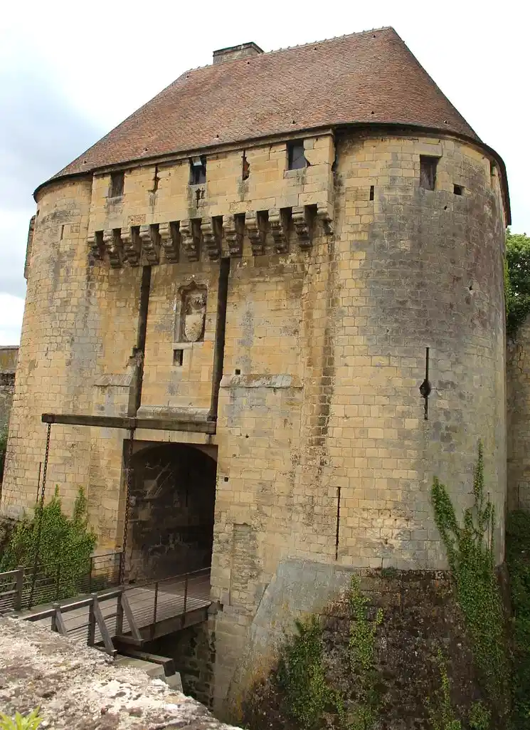 View of the fortified entrance to Caen Castle, a major historic site in Normandy, France